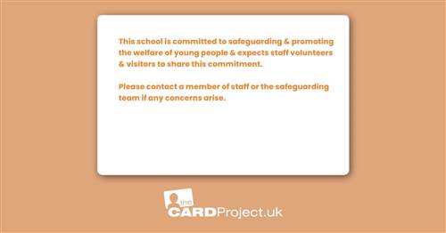 Secondary School Student Orange Block Visitor Card (REAR)